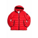 Dekker férfi kapucnis steppelt kabát piros színben 