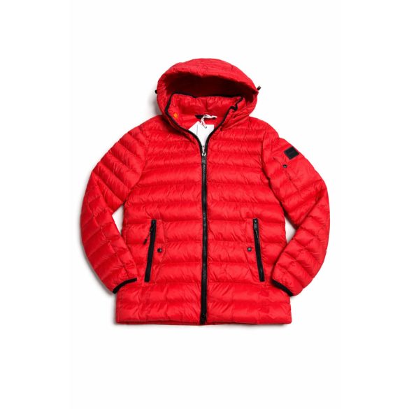 Dekker férfi kapucnis steppelt kabát piros színben 