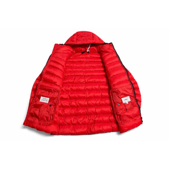 Dekker férfi kapucnis steppelt kabát piros színben 