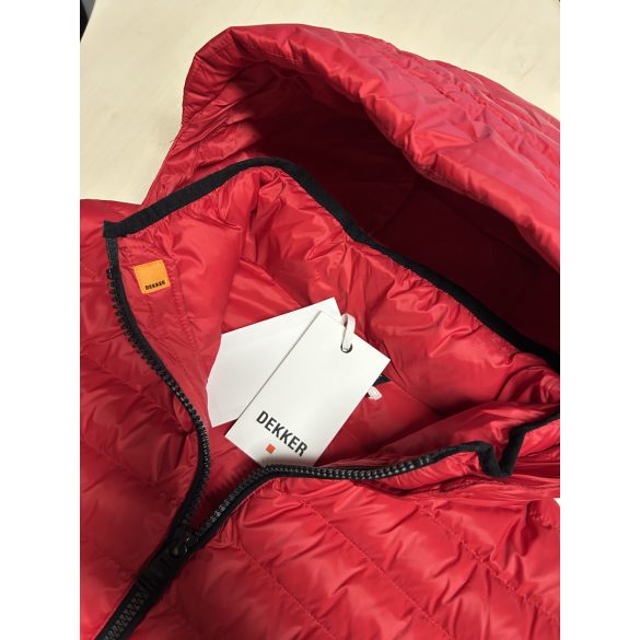 Dekker férfi kapucnis steppelt kabát piros színben 