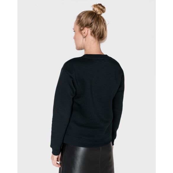 Tommy Hilfiger női pamut pulóver elején flitteres mintával fekete színben