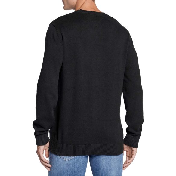 Tommy Jeans férfi kötött pulóver fekete színben elején logó mintával