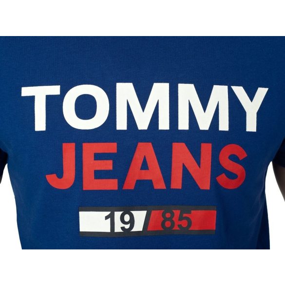 Tommy Jeans férfi pamut póló elején logó mintával királykék színben