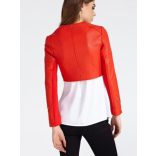 Guess női ecoleather boleró kabát korallpiros színben