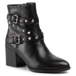 Guess női magasított sarkú valódi bőr bokacsizma fekete színben