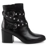 Guess női magasított sarkú valódi bőr bokacsizma fekete színben