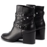 Guess női magasított sarkú valódi bőr bokacsizma fekete színben