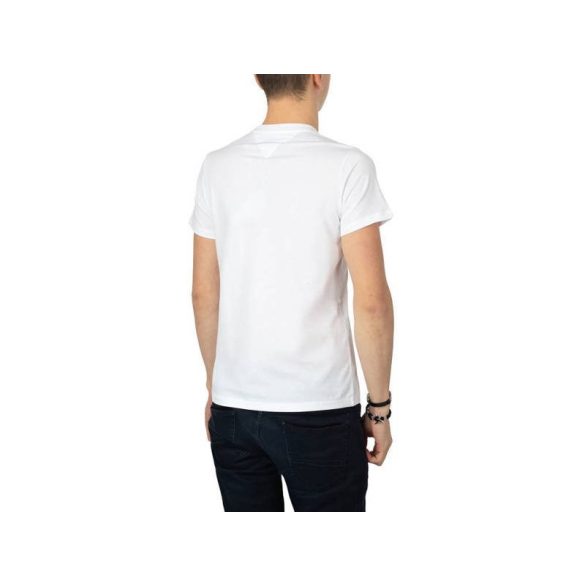 Tommy Jeans férfi pamut póló fehér színben elején logó mintával 