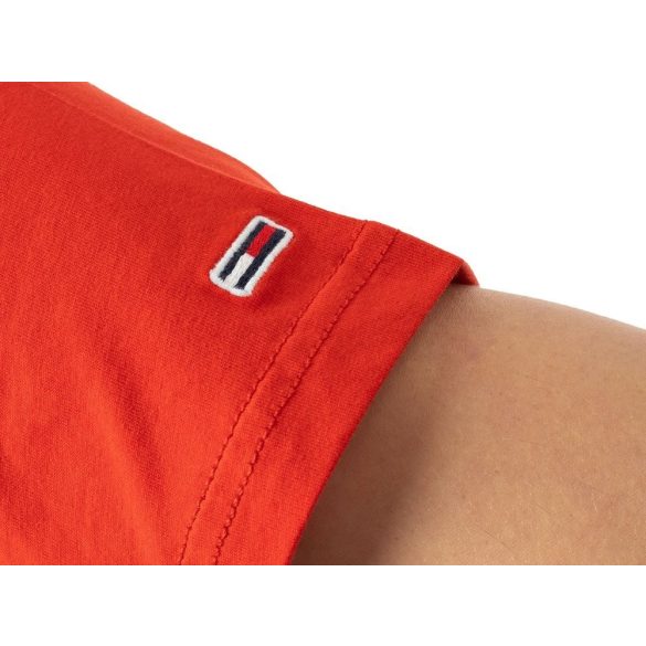 Tommy Jeans férfi pamut póló elején logó mintával piros színben