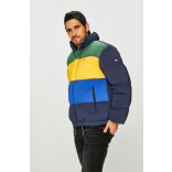 Tommy Jeans férfi pehelykabát elején színes csíkokkal sötétkék színben