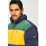 Tommy Jeans férfi pehelykabát elején színes csíkokkal sötétkék színben