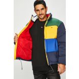 Tommy Jeans férfi pehelykabát elején színes csíkokkal sötétkék színben