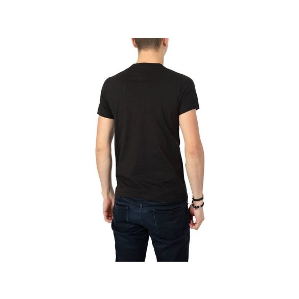 Tommy Jeans férfi pamut póló elején mintával fekete színben