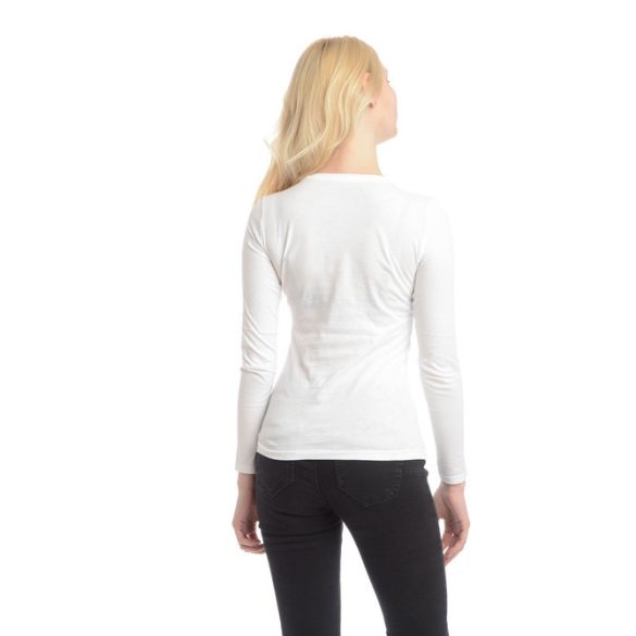 Guess női hosszú ujjú pamut póló elején szegecses díszítéssel fehér színben