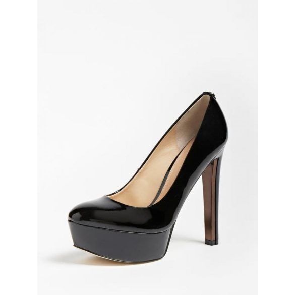 Guess női magas sarkú platform cipő lakkbőrből fekete színben