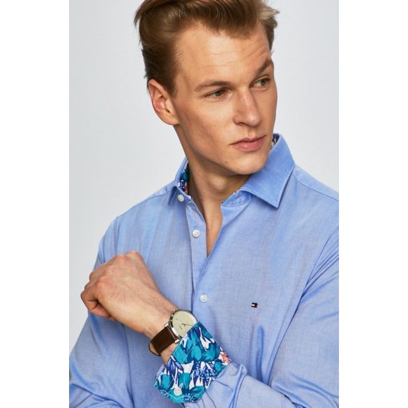 Tommy Hilfiger Tailored férfi alkalmi ing kék színben mintás gallér belsővel