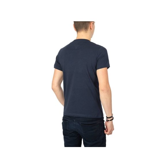 Tommy Jeans férfi pamut póló sötétkék színben elején logó mintával
