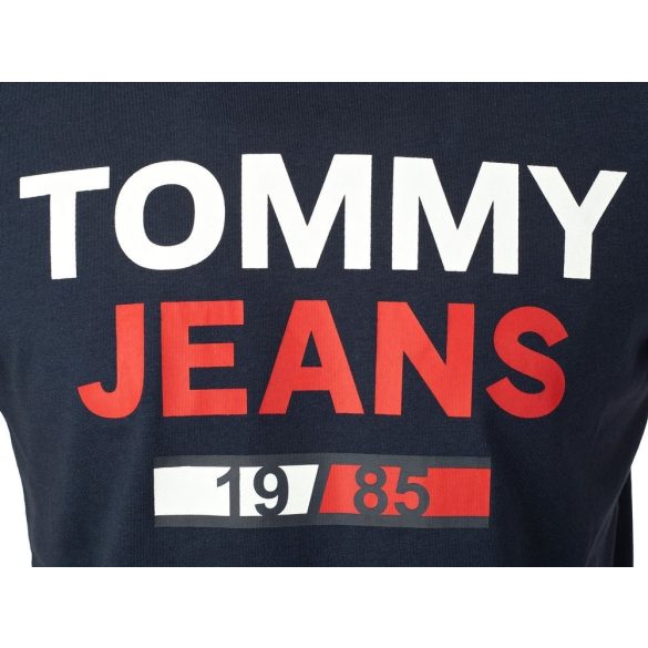 Tommy Jeans férfi pamut póló sötétkék színben elején logó mintával