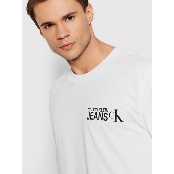Calvin Klein Jeans férfi hosszú ujjú póló fehér színben fekete logó mintával