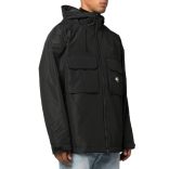 Tommy Jeans férfi kapucnis átmeneti kabát fekete színben lezser fazonú