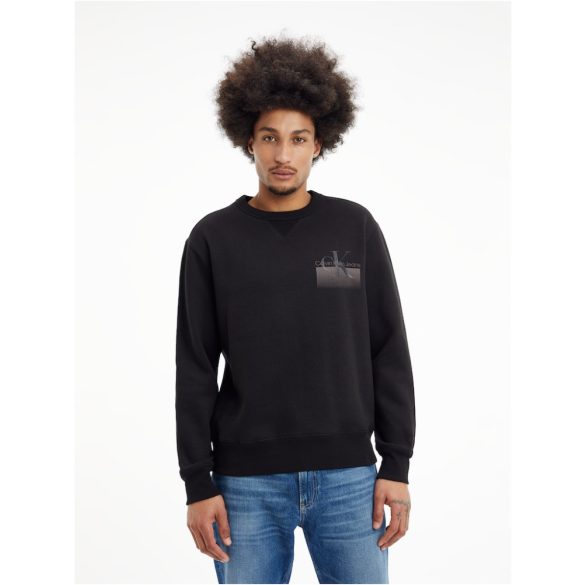 Calvin Klein Jeans férfi pamut környakú pulóver fekete színben 