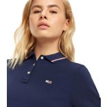 Tommy Jeans női galléros póló csíkozott gallérral sötétkék színben