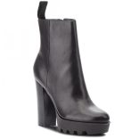 Guess női magas sarkú bokacsizma valódi bőr felsőrésszel fekete színben