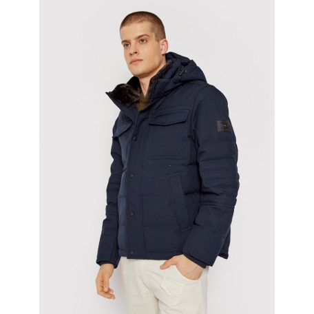 Tommy Hilfiger férfi rövidebb fazonú télikabát thermobéléssel kapucnival sötétkék színben