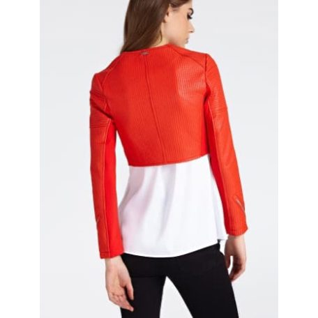 Guess női ecoleather boleró kabát korallpiros színben