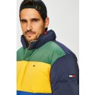 Tommy Jeans férfi pehelykabát elején színes csíkokkal sötétkék színben