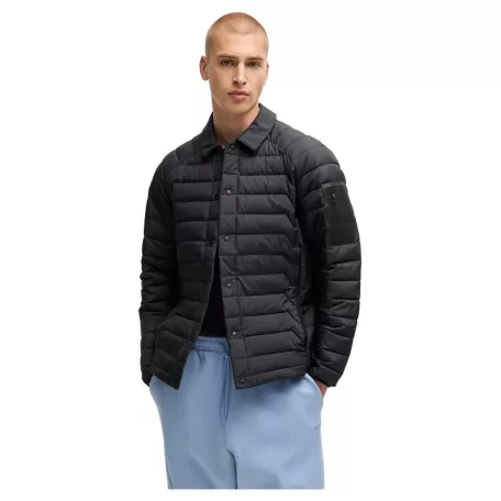 Hugo Boss férfi bélelt steppelt ing kabát fekete