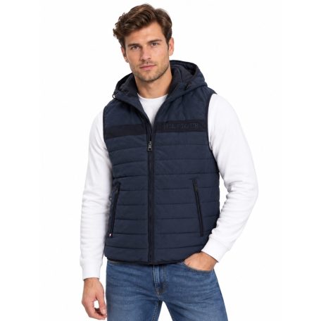 Tommy Hilfiger férfi kapucnis steppelt mellény sötétkék
