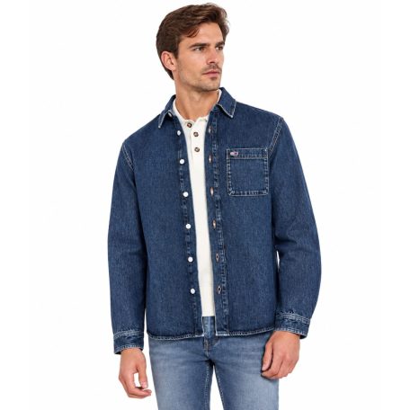 Tommy Jeans férfi farmer ingkabát sötétkék