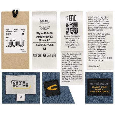 Camel Active férfi kapucnis pulóver acélkék
