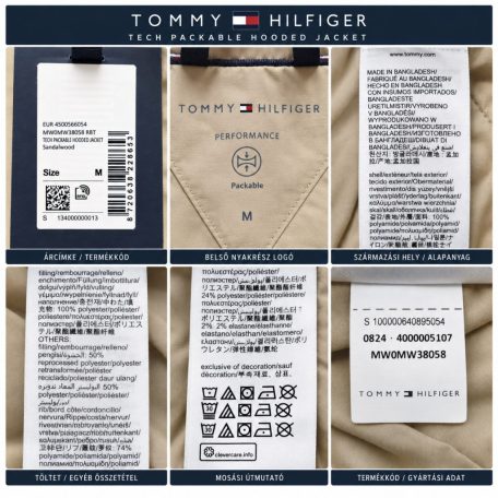 Tommy Hilfiger férfi kapucnis átmeneti dzseki bézs