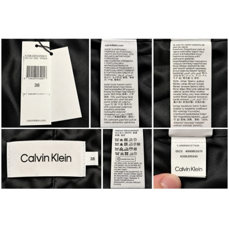 Calvin Klein női kétsoros kasmír gyapjúkabát fekete
