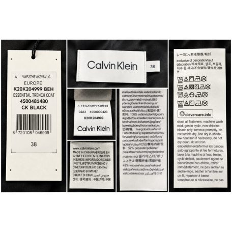 Calvin Klein Női Fekete Trench Kabát