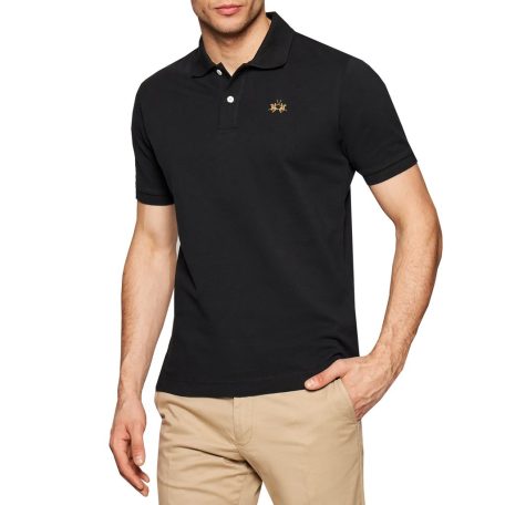 LA MARTINA Regular Fit Piqué Polo Fekete - XMP035
